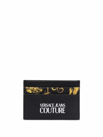 Shop Versace Jeans Men's Black Leather Card Holder