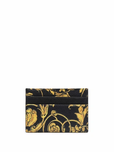 Shop Versace Jeans Men's Black Leather Card Holder