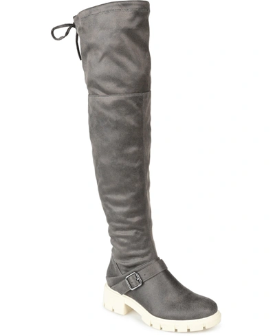 Journee Collection Salisa Tall Buckled Boot In Gray
