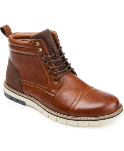 Shop Vance Co. Men's Lucien Cap Toe Ankle Boots In Brown