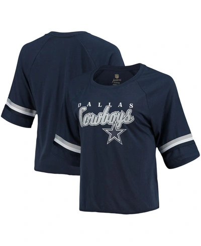 Shop Outerstuff Women's Juniors Navy Dallas Cowboys Burnout Raglan Half-sleeve T-shirt