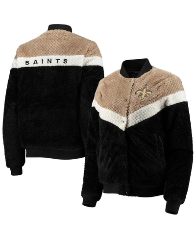 Shop G-iii 4her By Carl Banks Women's  Black, Cream New Orleans Saints Riot Squad Sherpa Full-snap Jacket