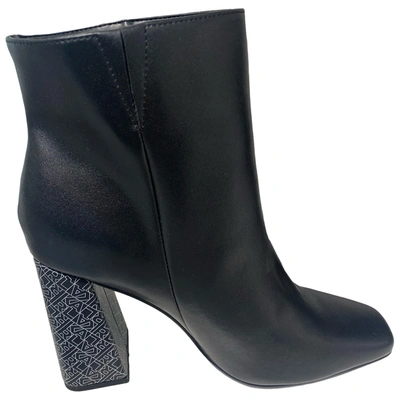 Pre-owned Karl Lagerfeld Vegan Leather Ankle Boots In Black