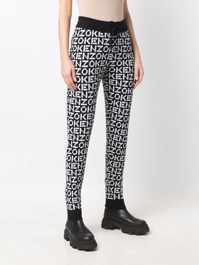 Shop Kenzo Pantalone Sportivo Monogram In Black