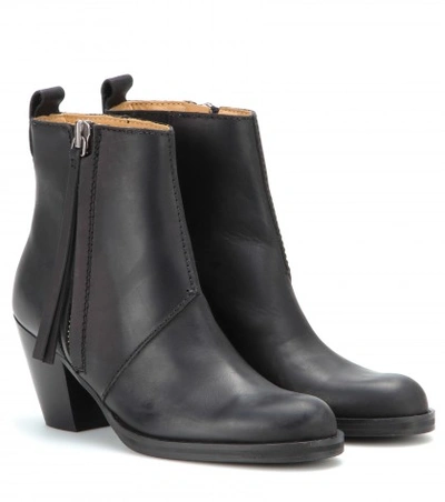 Acne Studios Pistol Short Leather Ankle Boots In Llack