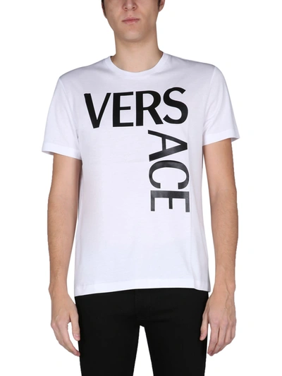 Shop Versace T-shirt With Logo In Bianco