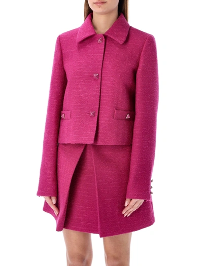 Shop Valentino Cropped Jacket In Full Pink