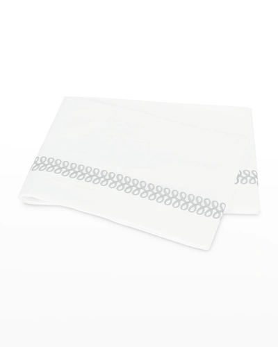 Shop Matouk Astor Braid Full/queen Flat Sheet In Silver