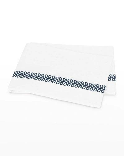 Matouk Astor Braid Flat Sheet, Full/queen In Sky