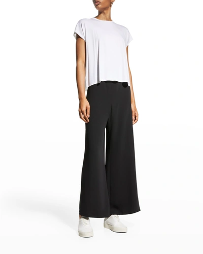 Shop Eileen Fisher Crewneck Boxy Jersey Top In White