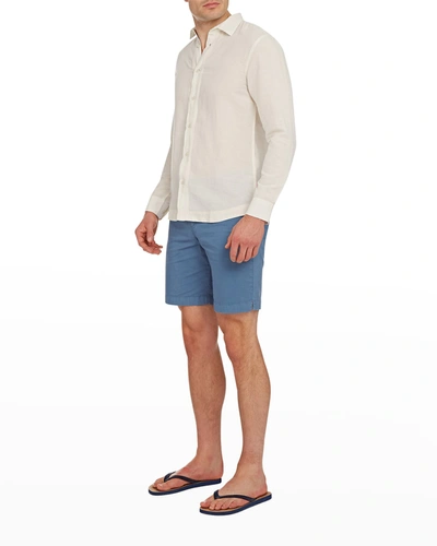 Shop Orlebar Brown Men's Giles Linen-cotton Sport Shirt In Alabaster