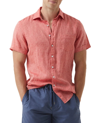 Shop Rodd & Gunn Men's Ellerslie Solid Linen Sport Shirt In Denim