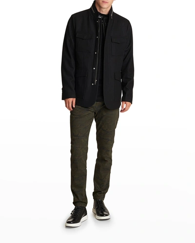 Shop Karl Lagerfeld Men's 4-pocket Wool Blazer W/ Bib In Black