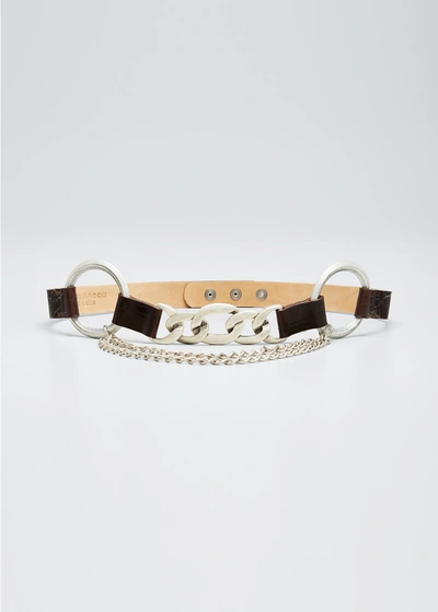 Shop Streets Ahead Oversize Ring & Chain Moc-croc Belt In Cr Chocolate Old