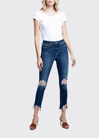 Shop L Agence High Line Destroyed High-rise Straight Jeans In Plaza