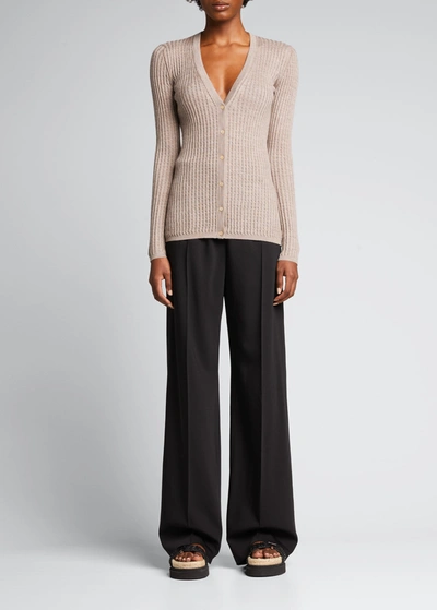 Shop Gabriela Hearst Homer V-neck Cashmere Cardigan In Oatmeal