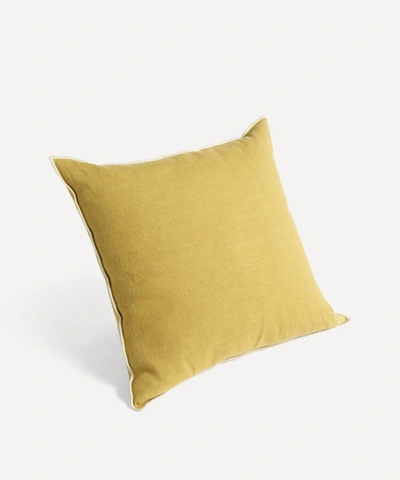 Shop Hay Outline Cotton-linen Cushion In Mustard