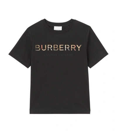 Shop Burberry Kids Cotton Logo T-shirt (3-14 Years) In Black