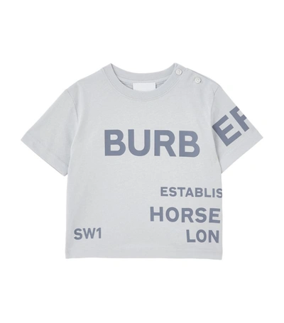 Shop Burberry Kids Cotton Horseferry T-shirt (6-24 Months) In Grey