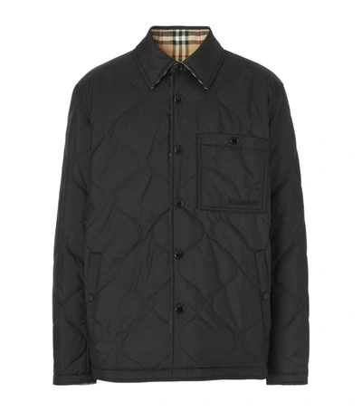 Shop Burberry Padded Check Overshirt In Black