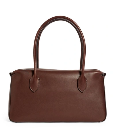 Leather E/w Top-handle Shoulder Bag In Burgundy
