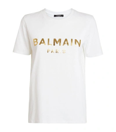 Shop Balmain Cotton Logo T-shirt In White