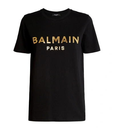 Shop Balmain Cotton Logo T-shirt In Black