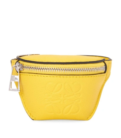Shop Loewe Leather Logo Coin Purse Bracelet In Yellow