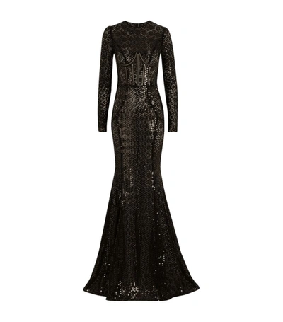 Shop Dolce & Gabbana Sequinned Mermaid Gown In Multi