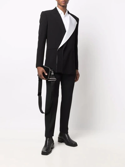 Shop Balmain Asymmetric Double-lapel Blazer In Black
