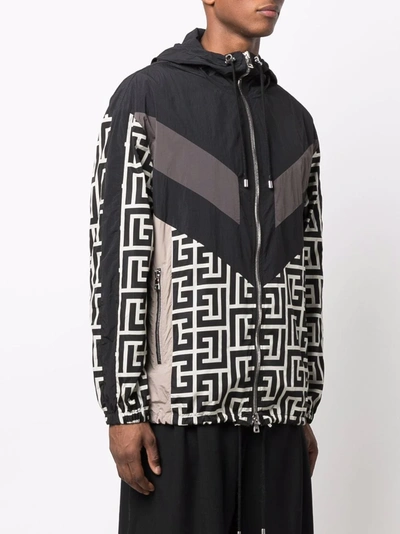 Shop Balmain Signature Geometric-print Jacket In Black
