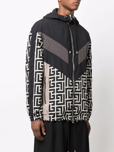 Balmain Jacket With Maxi Monogram Logo Print In Black
