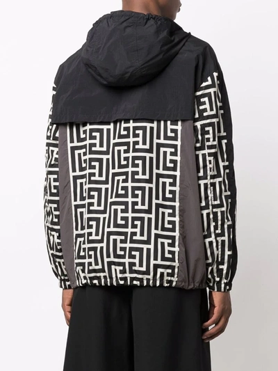 Shop Balmain Signature Geometric-print Jacket In Black