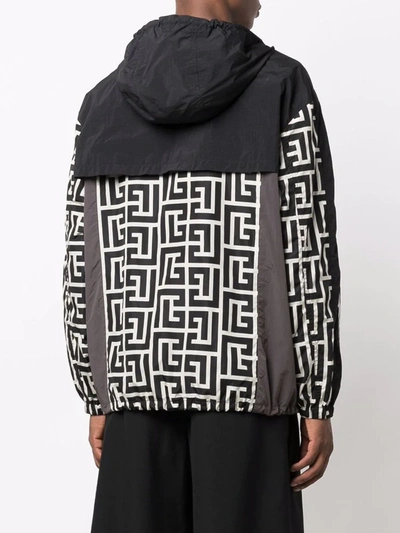 Balmain Jacket With Maxi Monogram Logo Print In Black
