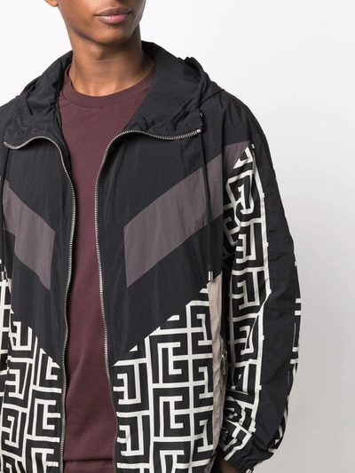 Balmain Jacket With Maxi Monogram Logo Print In Black