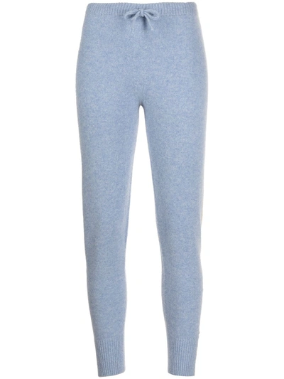 Shop Madison.maison Laminated-stripe Cashmere Trousers In Blue