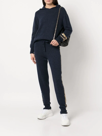 Shop Madison.maison Laminated-stripe Cashmere Trousers In Blue