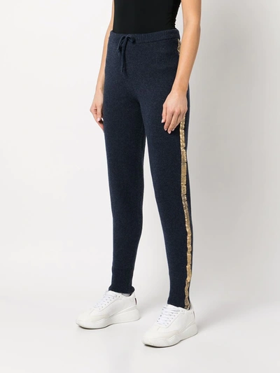 Shop Madison.maison Laminated-stripe Cashmere Trousers In Blue