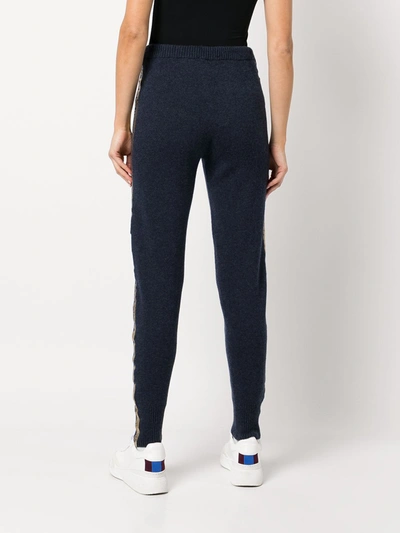 Shop Madison.maison Laminated-stripe Cashmere Trousers In Blue