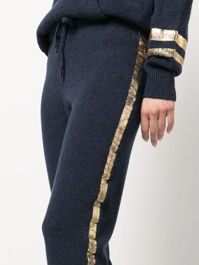 Shop Madison.maison Laminated-stripe Cashmere Trousers In Blue