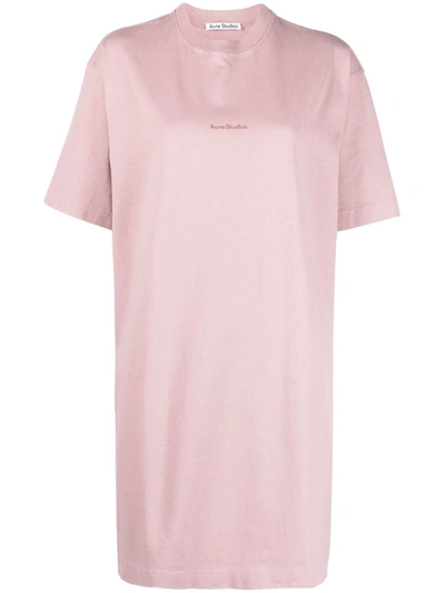 Shop Acne Studios Logo-print Cotton T-shirt Dress In Purple