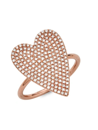 Shop Saks Fifth Avenue Women's 14k Rose Gold & Diamond Heart Ring/size 7