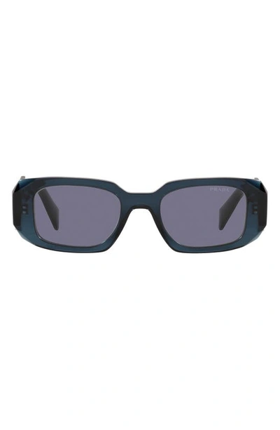 Shop Prada Runway 49mm Rectangle Sunglasses In Blue Crystal/ Blue