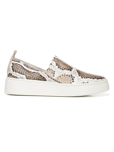 Shop Vince Women's Saxon Snakeskin-embossed Leather Platform Sneakers In Taupe