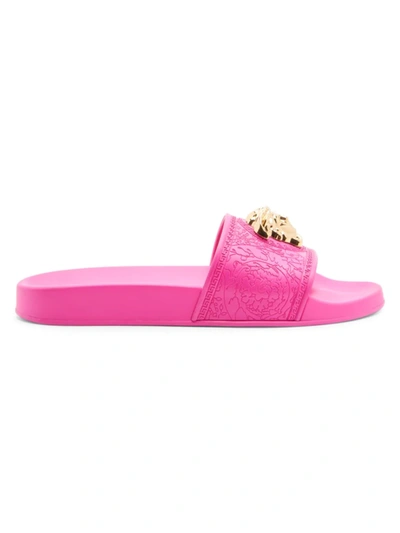 Shop Versace Women's La Medusa Pool Slides In Fuxia