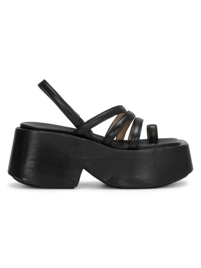 Shop Marsèll Women's Strappy Leather Platform Sandals In Nero