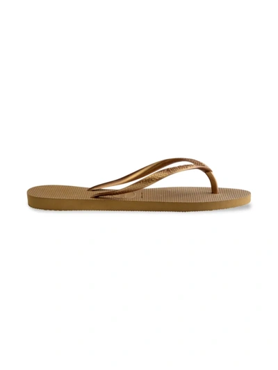 Shop Havaianas Women's Slim Flip Flops In Bronze