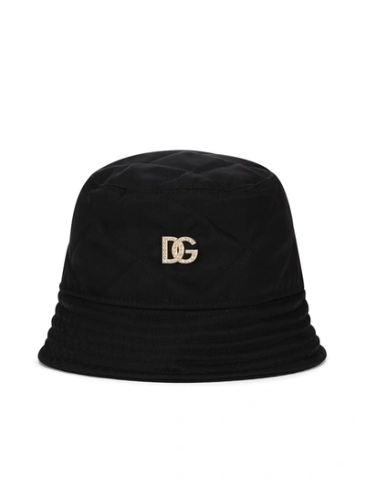 Shop Dolce & Gabbana Embellished Logo Plaque Bucket Hat In Black