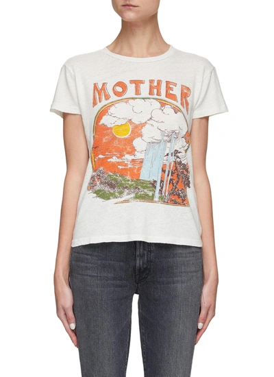 Shop Mother The Sinful ' Print Cotton Blend Crewneck T-shirt In White