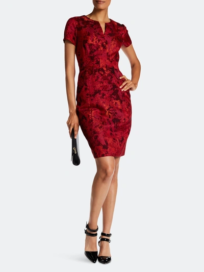 Shop Shani Jacquard Bow Detail Dress In Red